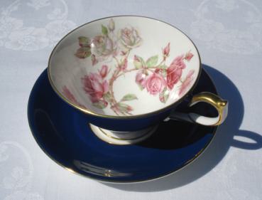 Preview: Aynsley Athens Tasse und Untertasse - Elizabeth Rose - Blue - 2. Wahl