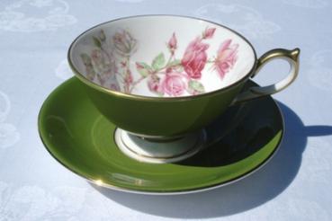 Aynsley Athens Tasse und Untertasse - Elizabeth Rose - Green - 2. Wahl