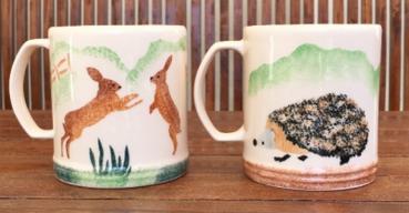 Aston Pottery Tierwelt Becher Paar - Hase und Igel