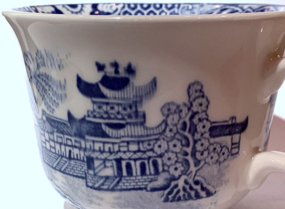 Teetasse und Untertasse - Burleigh Blue Willow - 2.Wahl