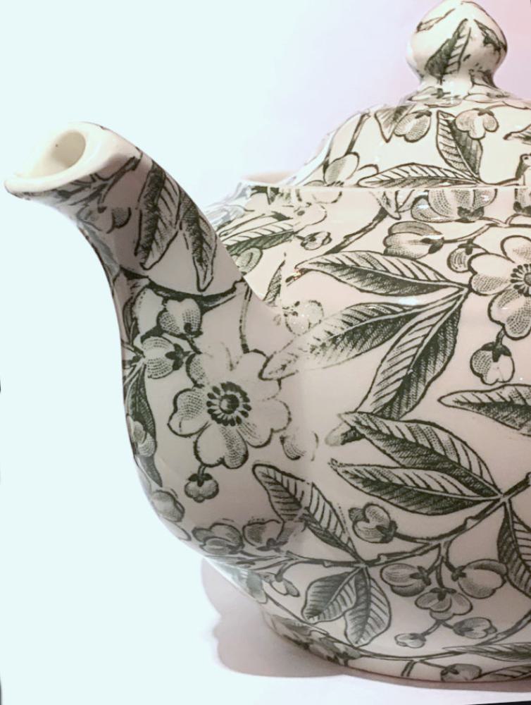 Große Teekanne - Burleigh Green Prunus - 2. Wahl